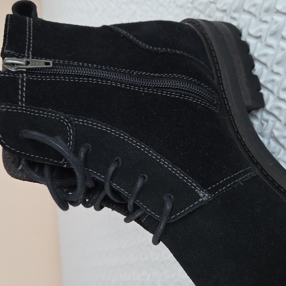 Men's 10 NWT Black Suede ANKLE Boots Zip&Tie  Section X bought At DILLARDS